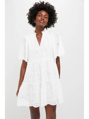 Tuckernuck Eyelet Crawford Dress in White Small New Womens Mini Cotton